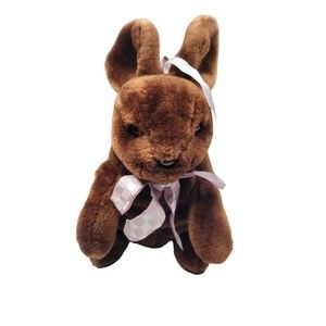 Commonwealth Bunny Rabbit Plush Stuffed Animal Choc. Brown Bow Turns Into A Egg